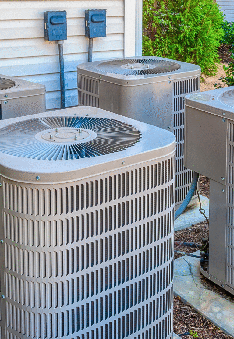 HVAC contractors installing new air conditioner
