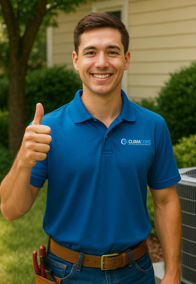 Technician performing AC installation in Florida home